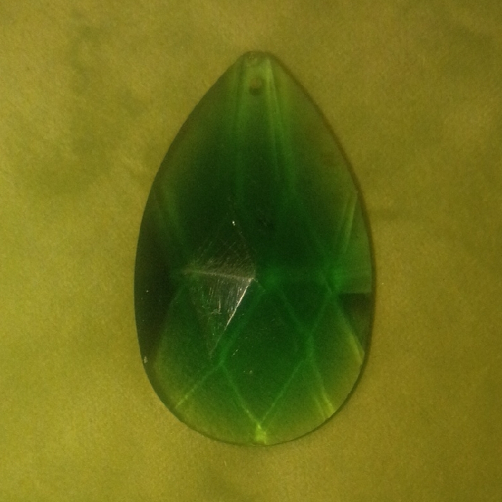 Emerald Green Faceted Teardrop Glass Pendant